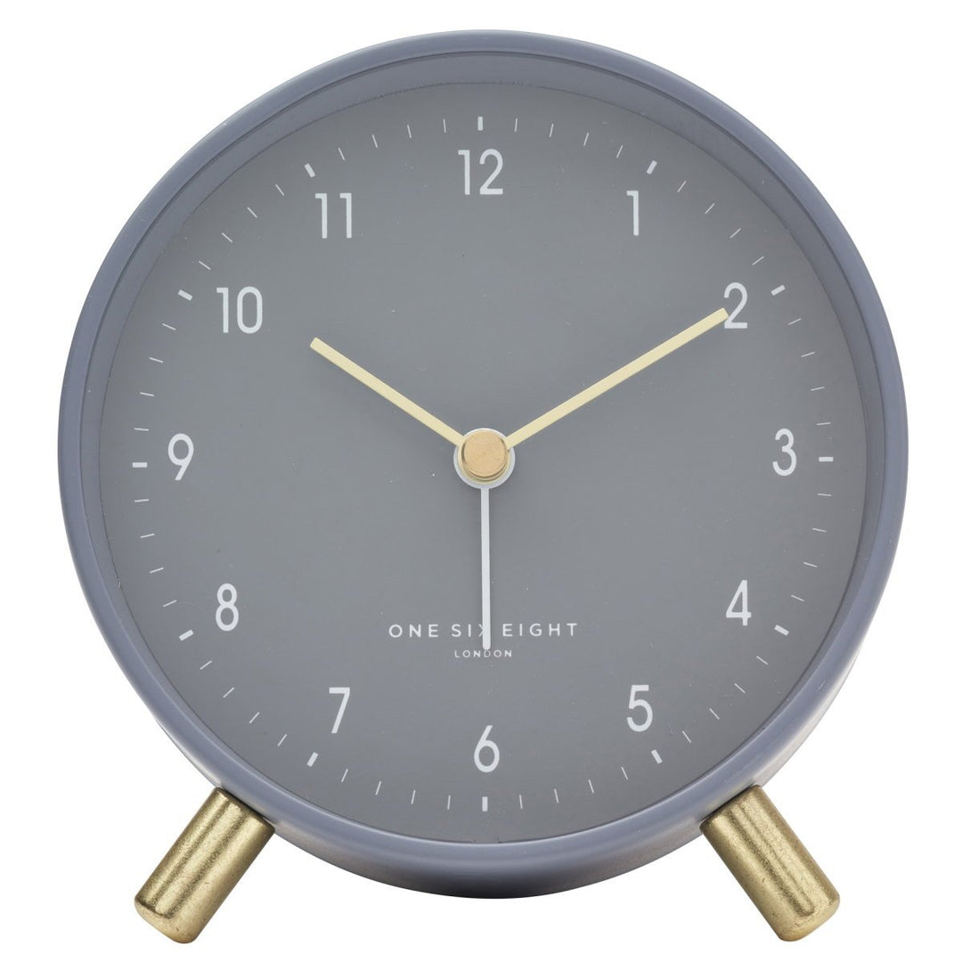 One Six Eight London Noah Metal Alarm Clock Charcoal Grey 11cm 23017 1