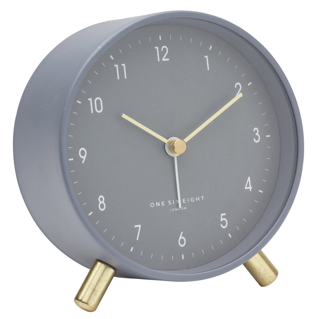 One Six Eight London Noah Metal Alarm Clock Charcoal Grey 11cm 23017 2