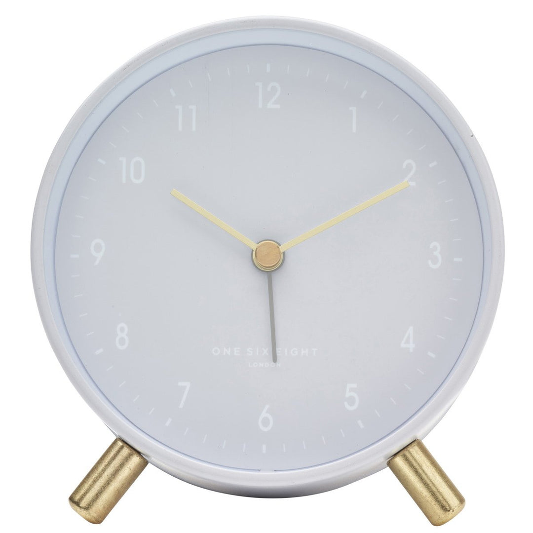 One Six Eight London Noah Metal Alarm Clock Cool Grey 11cm 23018 1