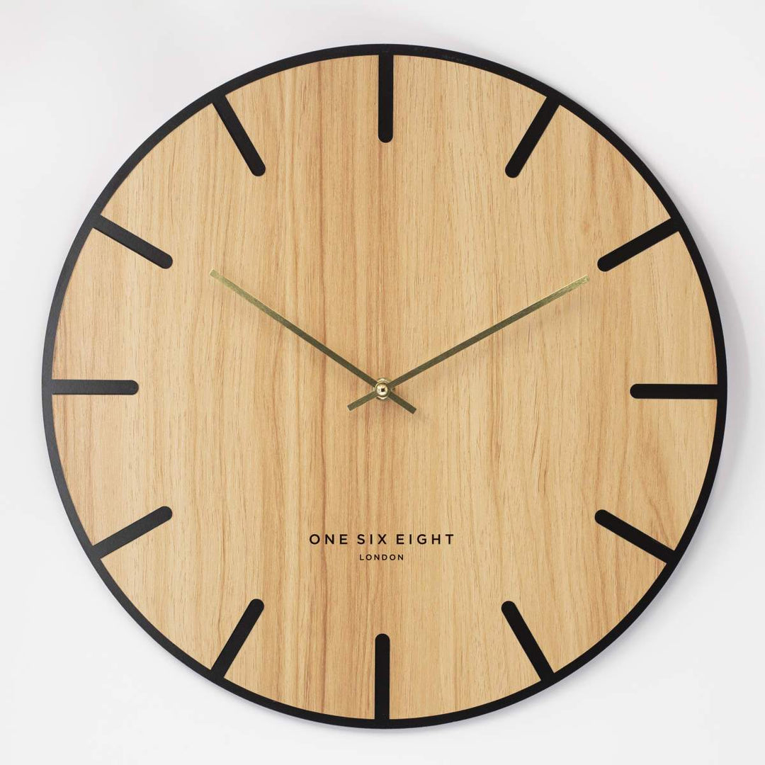 One Six Eight London Oscar Wood Veneer Markers Wall Clock 40cm 23022 1