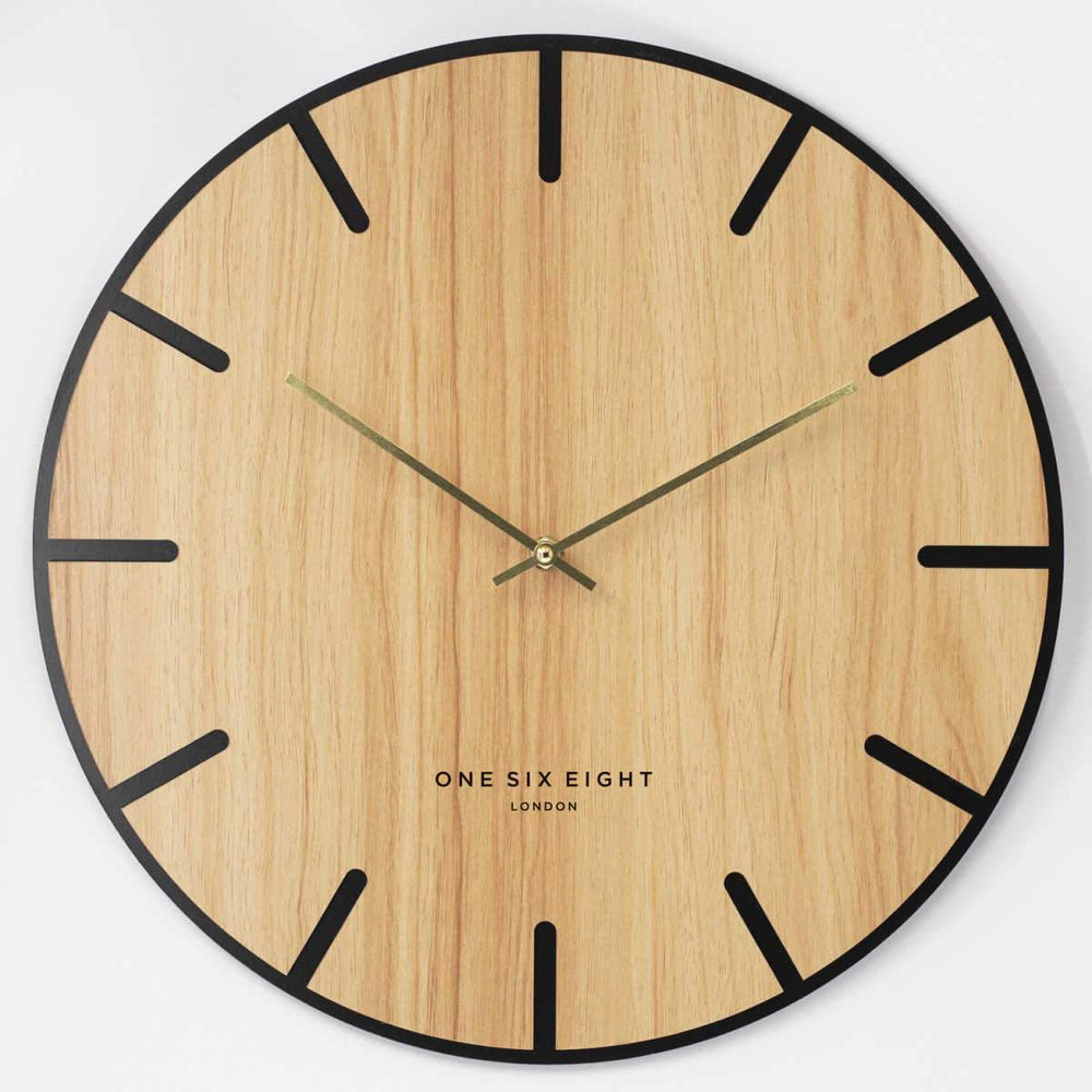 One Six Eight London Oscar Wood Veneer Markers Wall Clock 60cm 23023 1