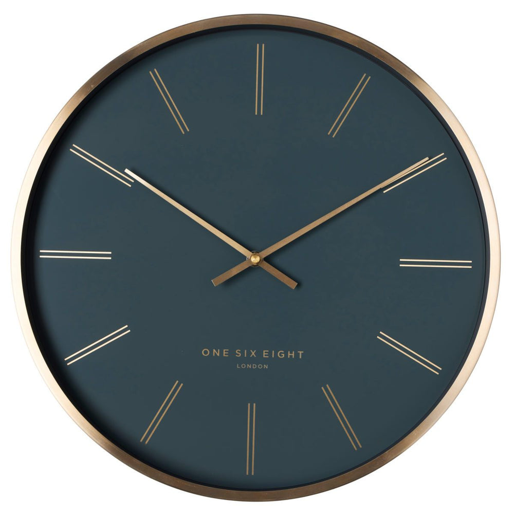 One Six Eight London Otto Metal Markers Wall Clock Petrol Blue 40cm 23049 1
