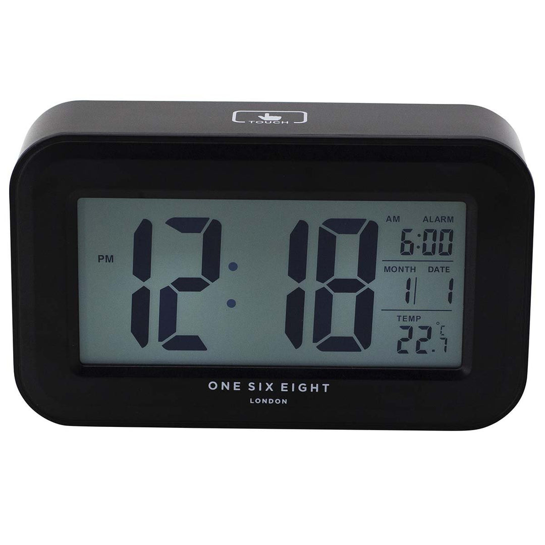 One Six Eight London Rielly Charging Digital Alarm Clock Black 15cm 23065 2