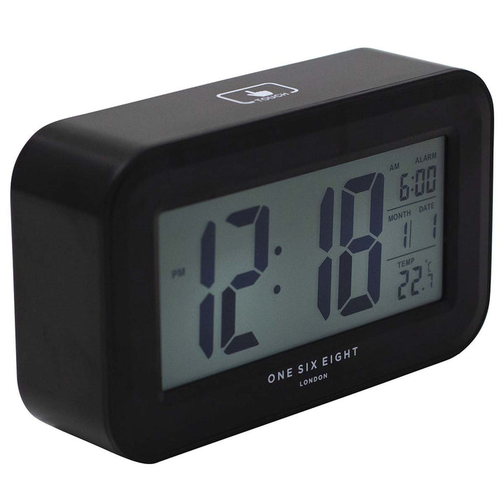 One Six Eight London Rielly Charging Digital Alarm Clock Black 15cm 23065 3