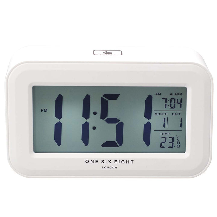 One Six Eight London Rielly Charging Digital Alarm Clock White 15cm 23066 2