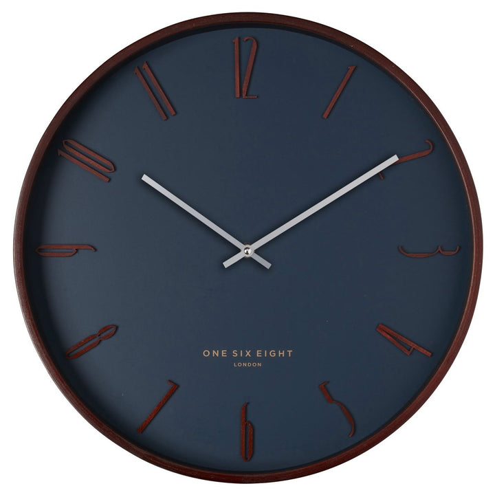 One Six Eight London Samual Wooden Wall Clock Petrol Blue 41cm 24001 1