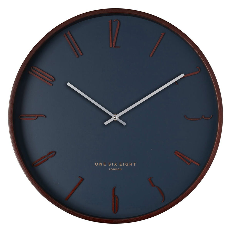 One Six Eight London Samual Wooden Wall Clock Petrol Blue 53cm 24008 1