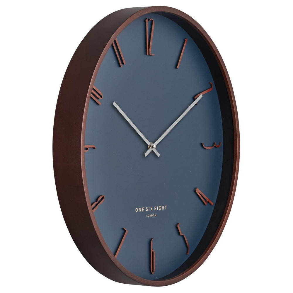 One Six Eight London Samual Wooden Wall Clock Petrol Blue 53cm 24008 2