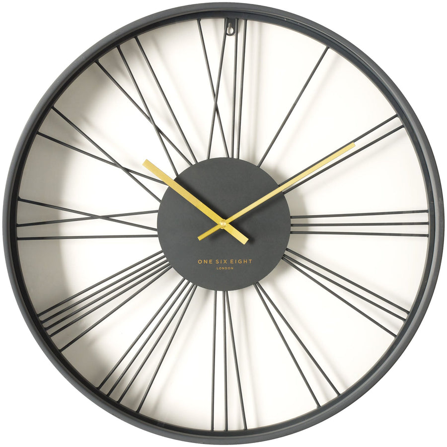 One Six Eight London Spin Weatherproof Outdoor Wall Clock Black 60cm 23083 1