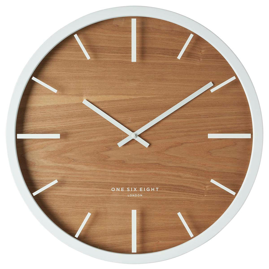 One Six Eight London Willow Wall Clock Natural Wood 30cm 21012 Front