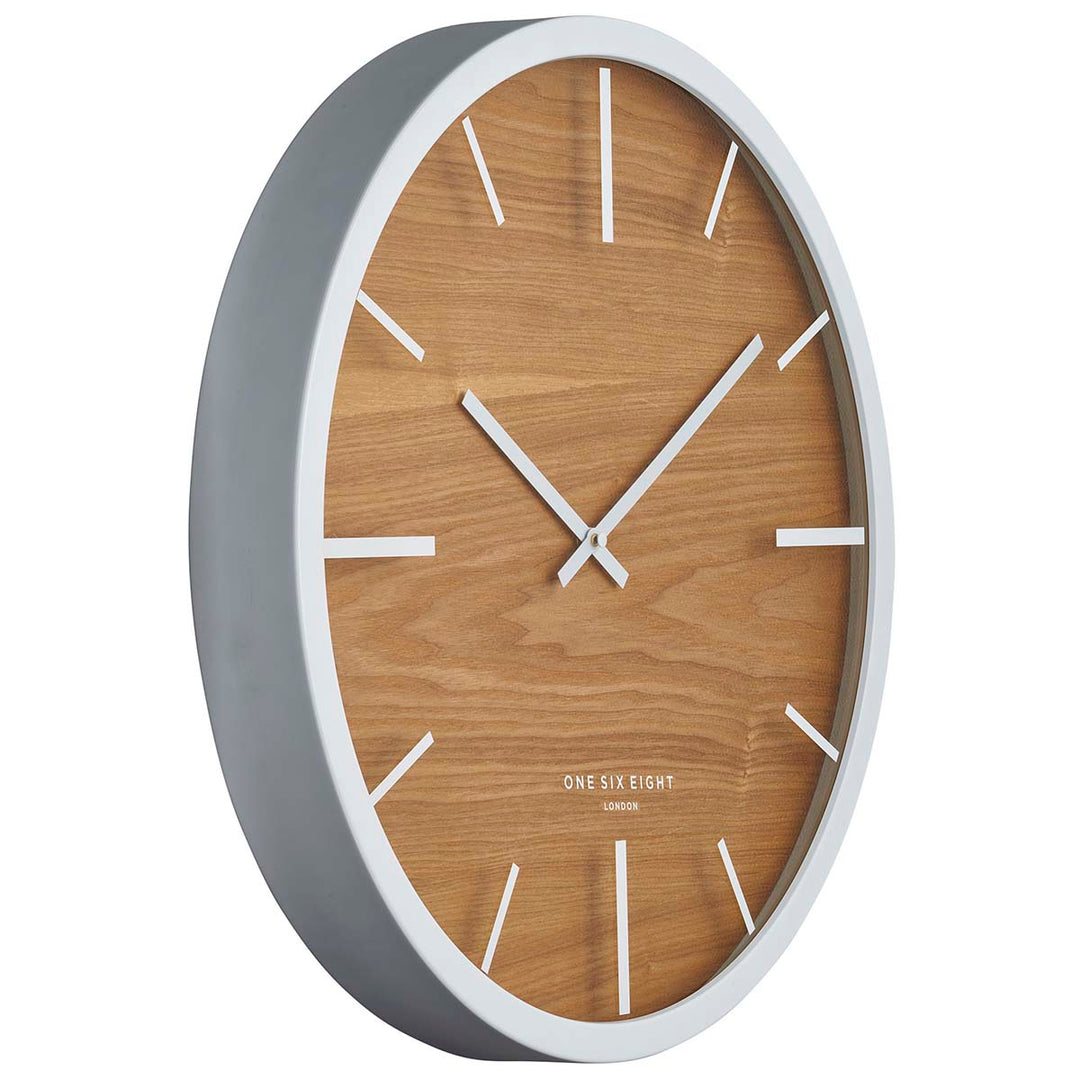One Six Eight London Willow Wall Clock Natural Wood 30cm 21012 Angle