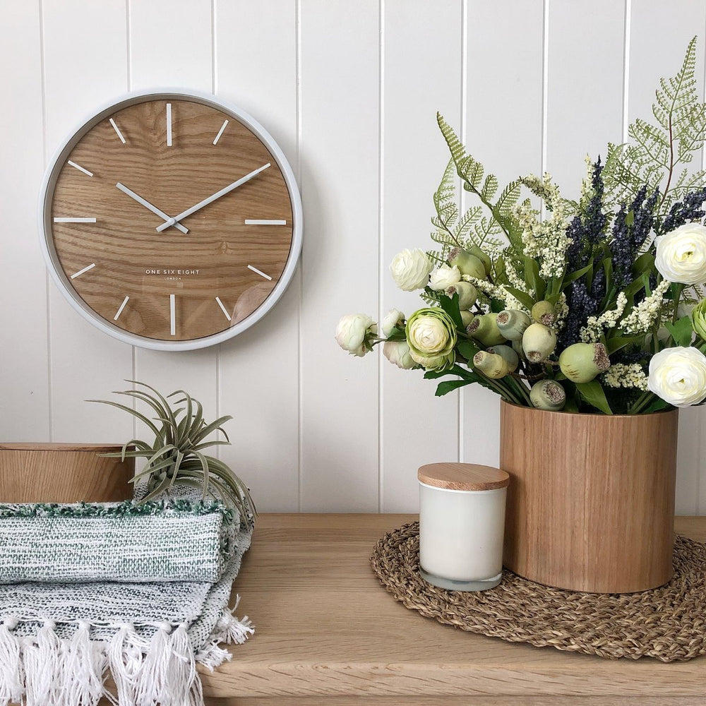 One Six Eight London Willow Wall Clock Natural Wood 30cm 21012 lifestyle