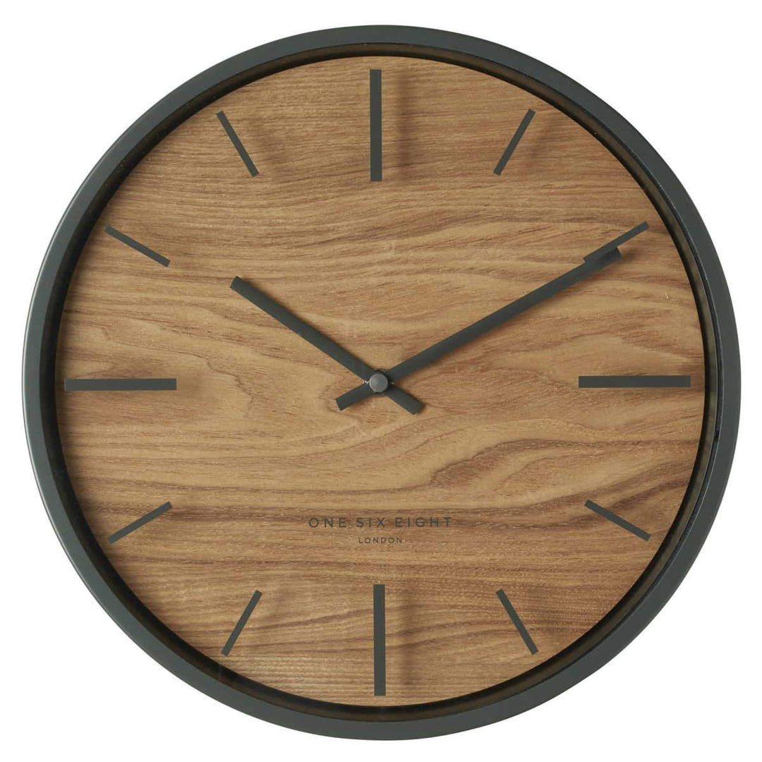 One Six Eight London Willow Wooden Wall Clock Charcoal Grey 30cm 21031 1