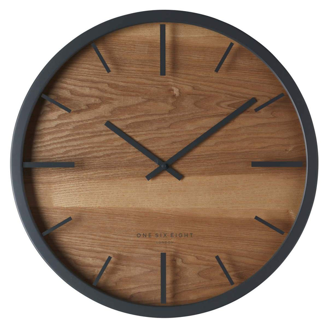 One Six Eight London Willow Wooden Wall Clock Charcoal Grey 50cm 21033 1