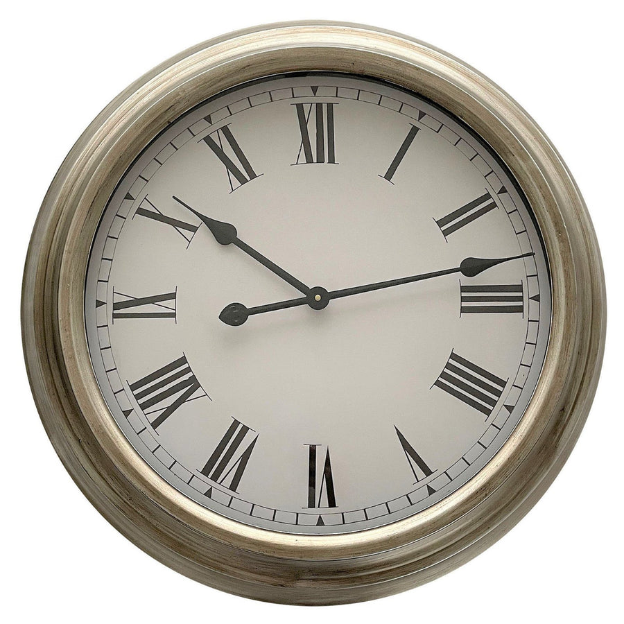 One World Croydon Silver Wash Iron Wall Clock 62cm MF0047 1