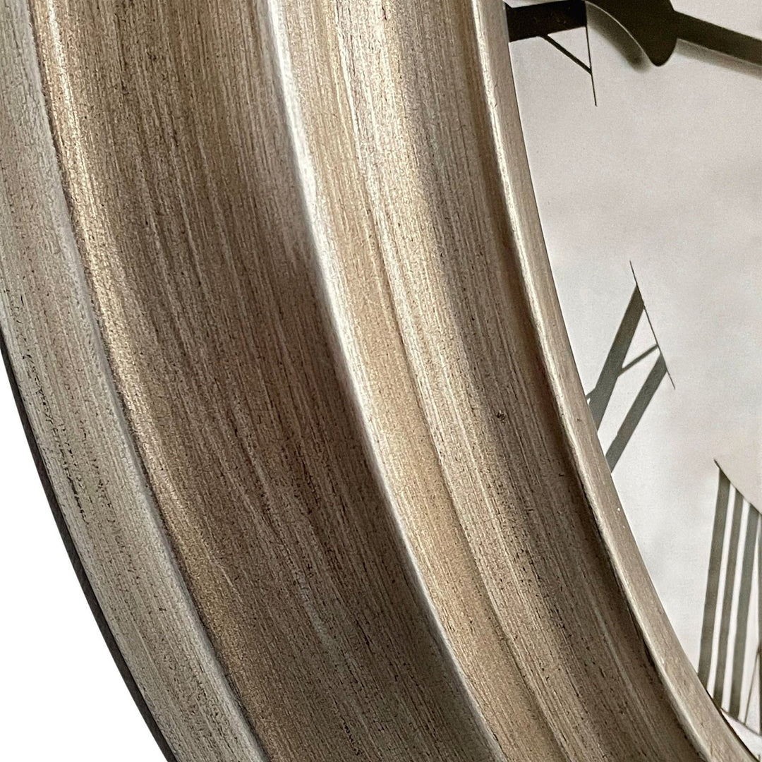 One World Croydon Silver Wash Iron Wall Clock 62cm MF0047 3