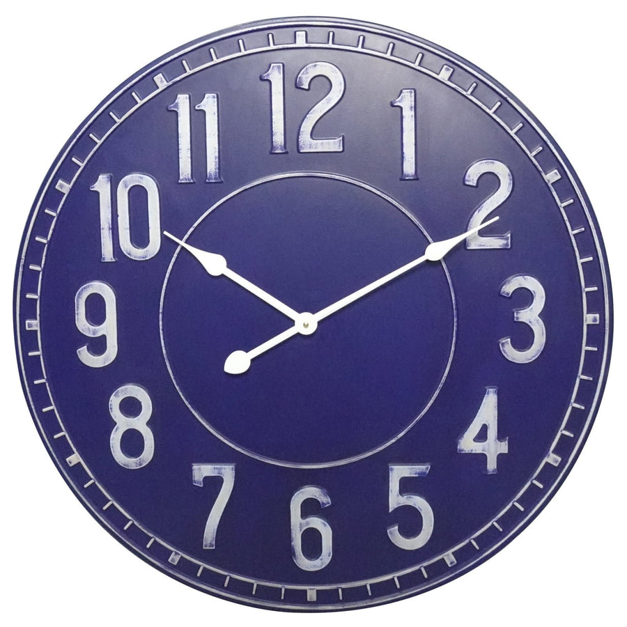 One World Harry Stamped Blue Iron Wall Clock 65cm RN8232 1