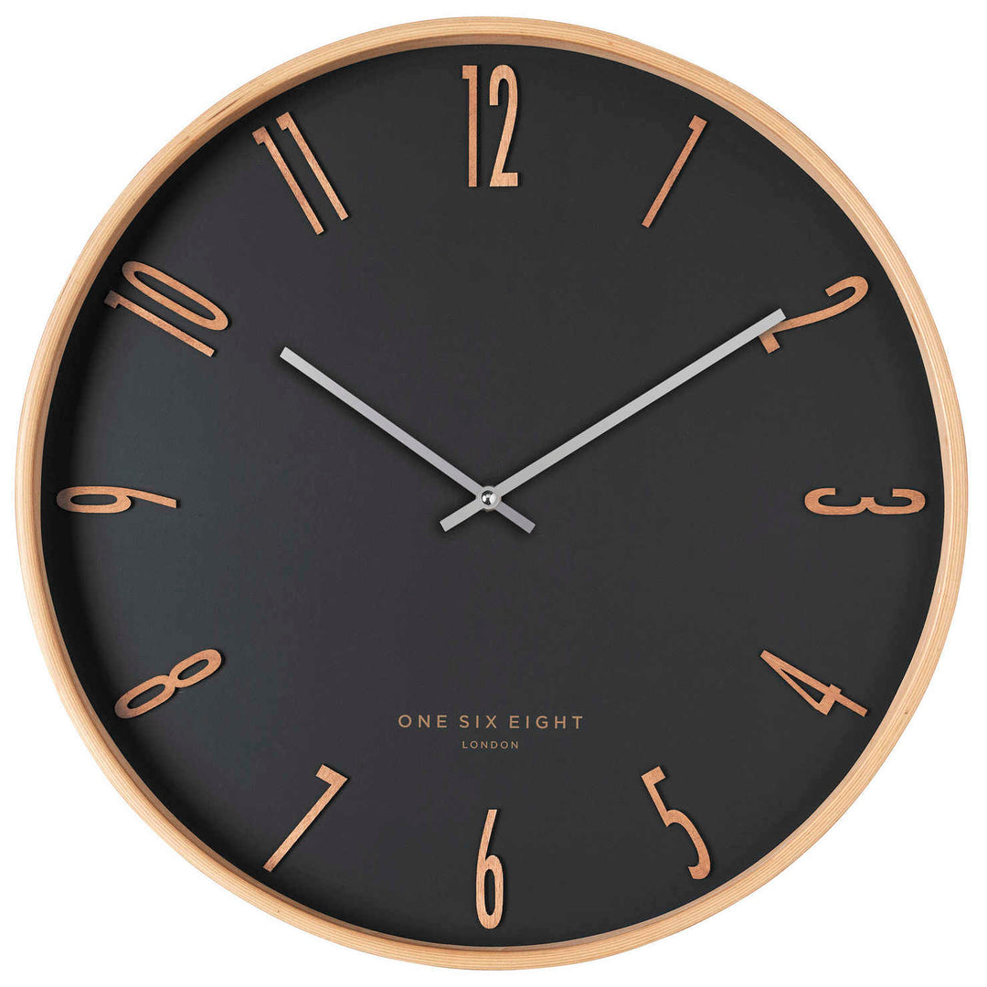 One Six Eight London Callum Wooden Wall Clock, Grey, 41cm