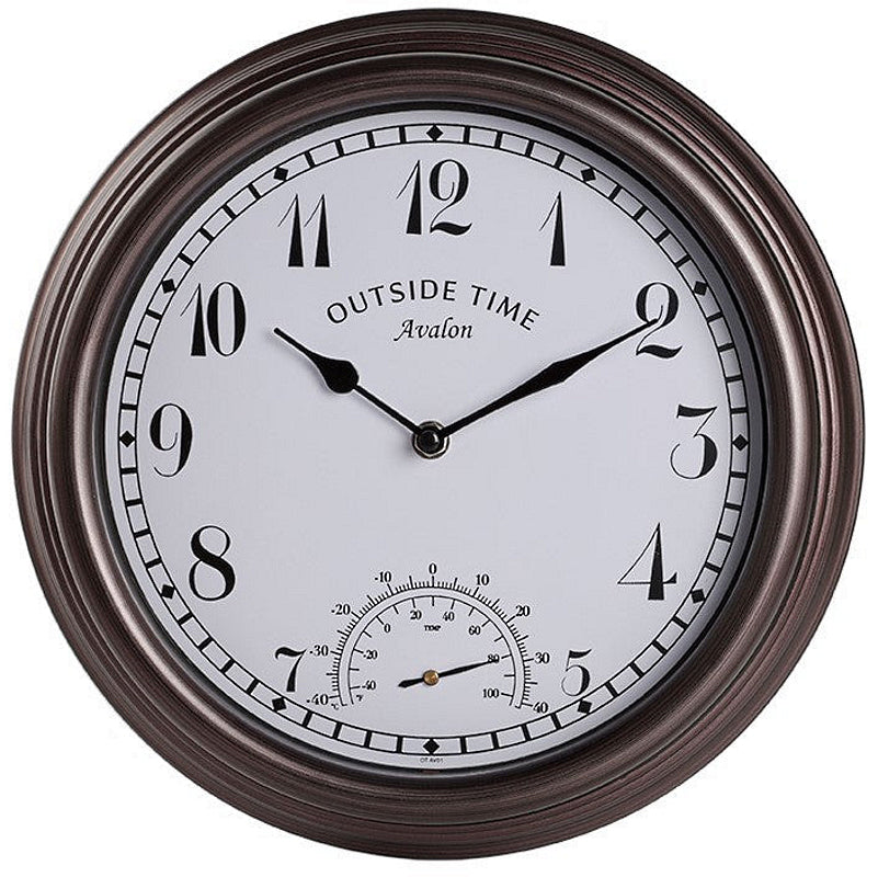 Outside Time Avalon Waterproof Outdoor Temperature Wall Clock Brown 30cm OT AV01 1