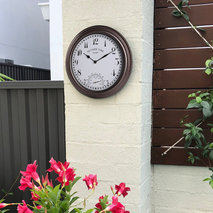 Outside Time Avalon Waterproof Outdoor Temperature Wall Clock Brown 30cm OT AV01 3