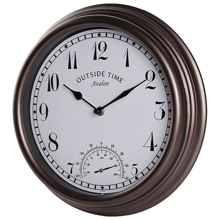 Outside Time Avalon Waterproof Outdoor Temperature Wall Clock Brown 30cm OT AV01 2