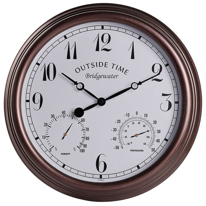 Outside Time Bridgewater Waterproof Outdoor Thermo Hygro Wall Clock Brown 38cm OT BR01 1