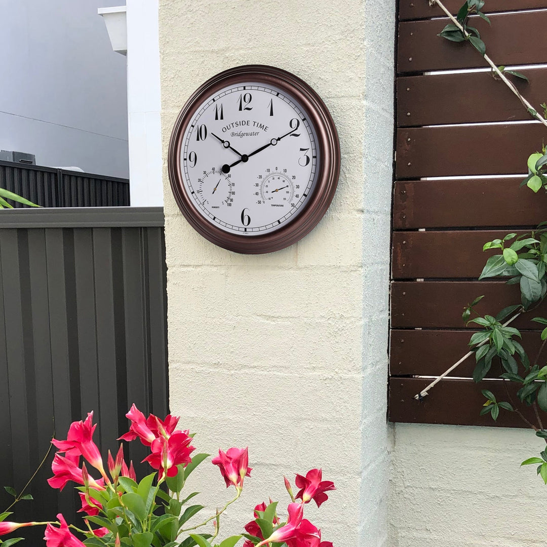 Outside Time Bridgewater Waterproof Outdoor Thermo Hygro Wall Clock Brown 38cm OT BR01 3