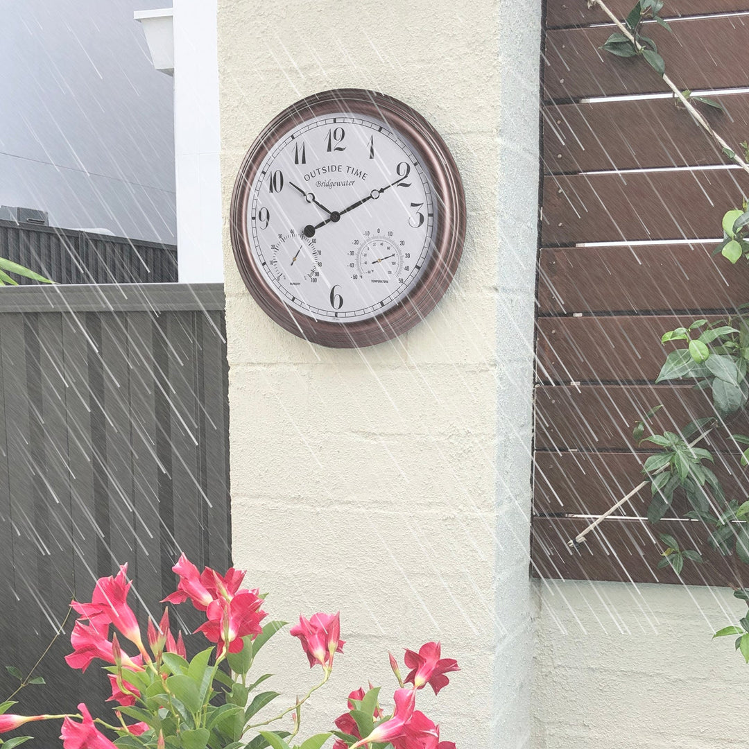 Outside Time Bridgewater Waterproof Outdoor Thermo Hygro Wall Clock Brown 38cm OT BR01 4