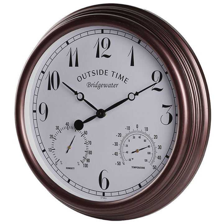 Outside Time Bridgewater Waterproof Outdoor Thermo Hygro Wall Clock Brown 38cm OT BR01 2
