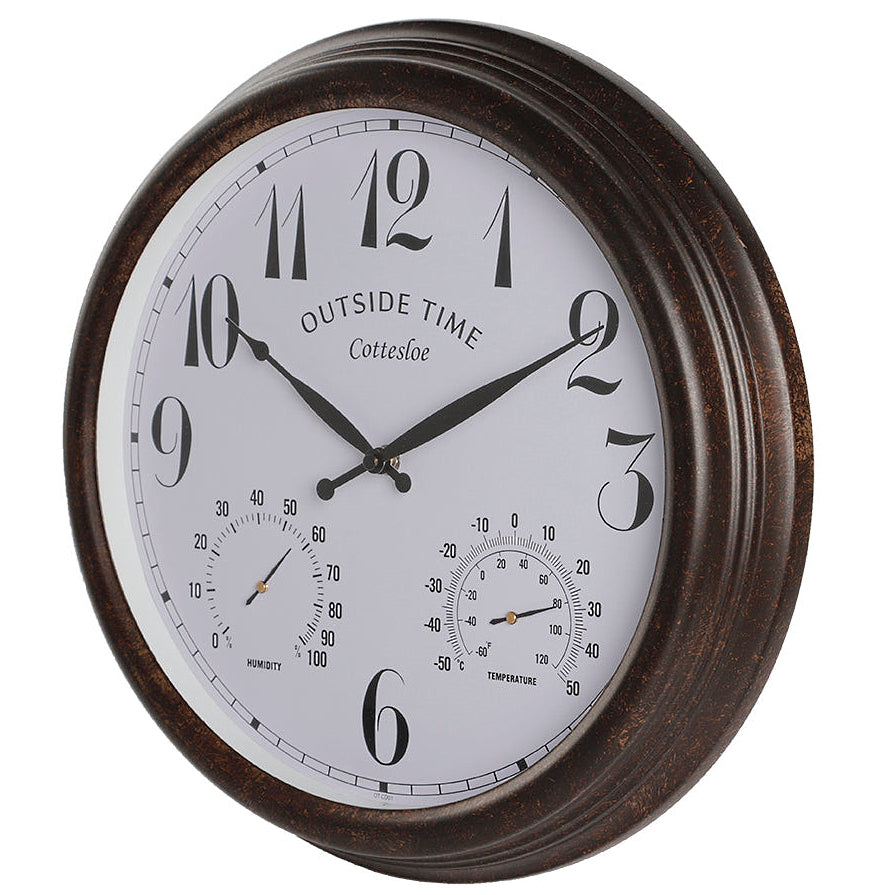 Outside Time Cottesloe Waterproof Outdoor Thermo Hygro Wall Clock Rust Brown 38cm OT CO01 4