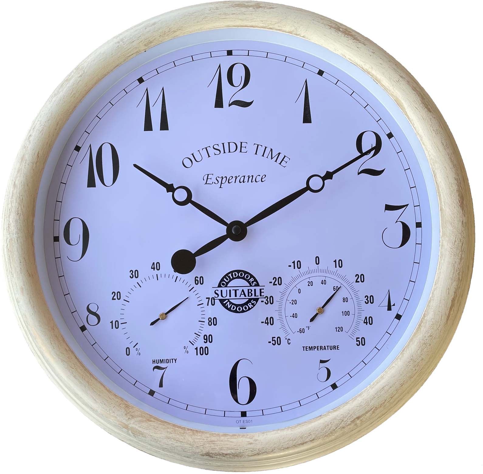Esperance Waterproof Outdoor Thermo Hygro Wall Clock Off White – Oh Clocks