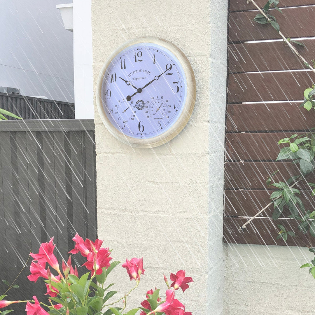Outside Time Esperance Waterproof Outdoor Thermo Hygro Wall Clock Off White 38cm OT ES01 3