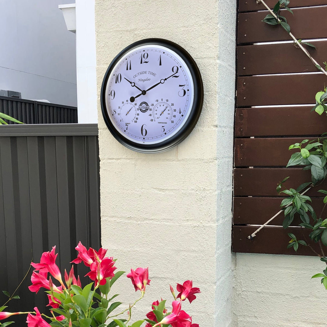 Outside Time Ningaloo Waterproof Outdoor Thermo Hygro Wall Clock Matte Black 38cm OT NI01 2