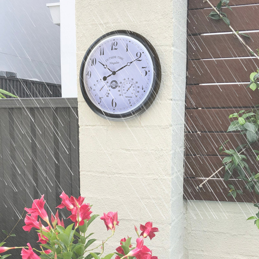 Outside Time Ningaloo Waterproof Outdoor Thermo Hygro Wall Clock Matte Black 38cm OT NI01 3