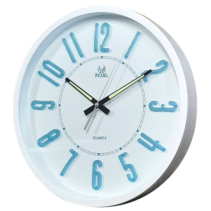 Pearl Time Aqua Glow In The Dark 3D Numbers Wall Clock White 34cm PW286-WHT 2