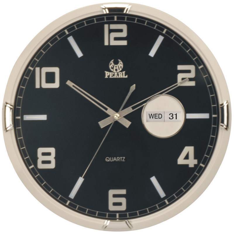 Pearl Time Emmanuelle Day Date Wall Clock Black 36cm PW184 4BLK 1