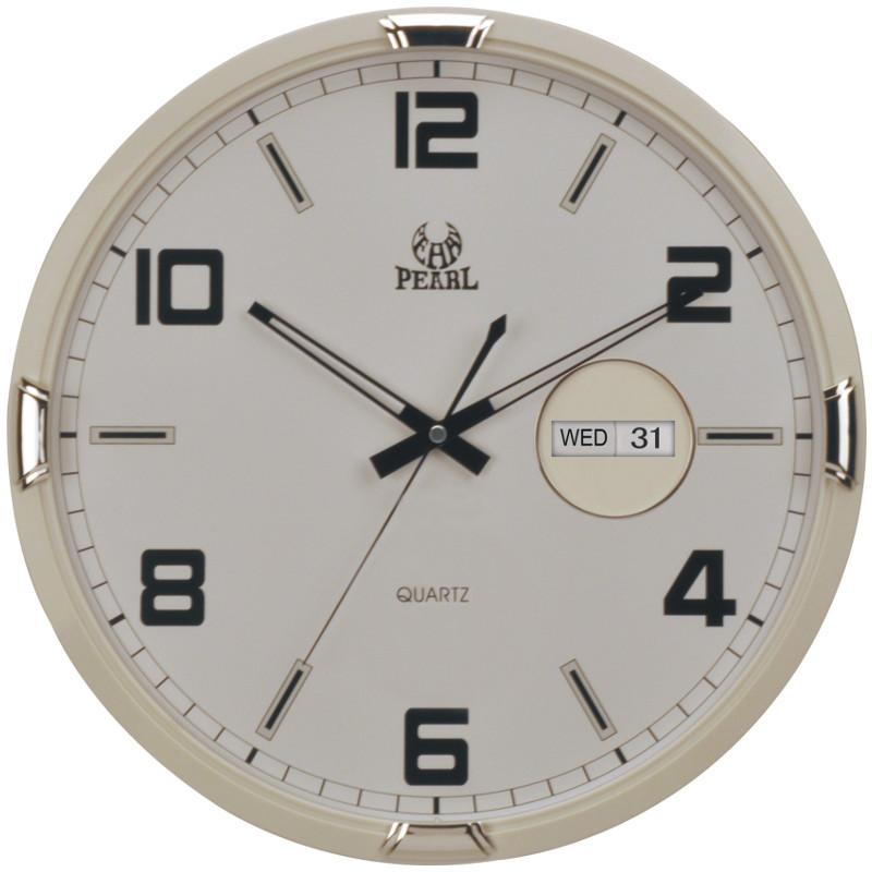 Pearl Time Emmanuelle Day Date Wall Clock Off White 36cm PW184 3WHT 1