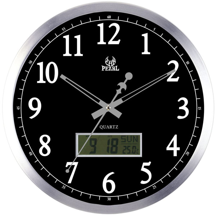 Pearl Time Hugh LCD Wall Clock Black 35cm PW048 LCDB 1