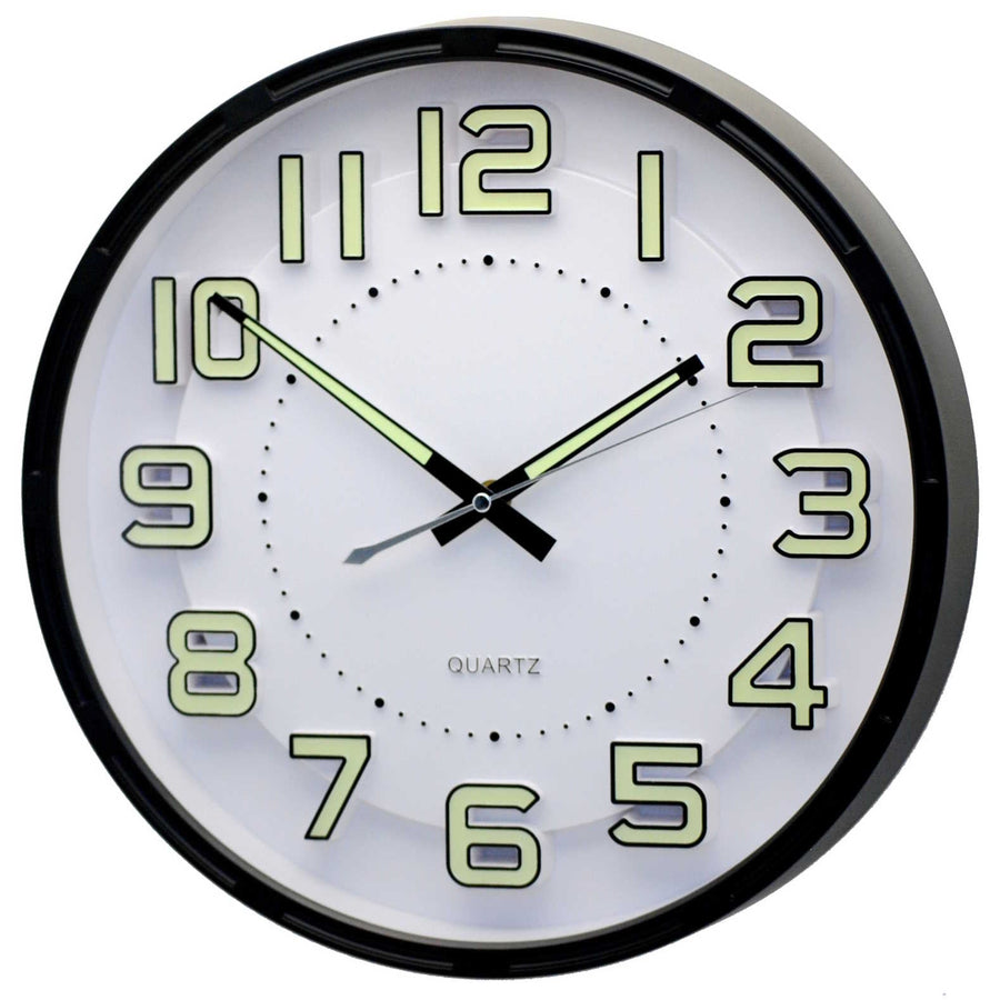 Pearl Time Keila Glow In The Dark Wall Clock Black White 35cm PW254-11 1