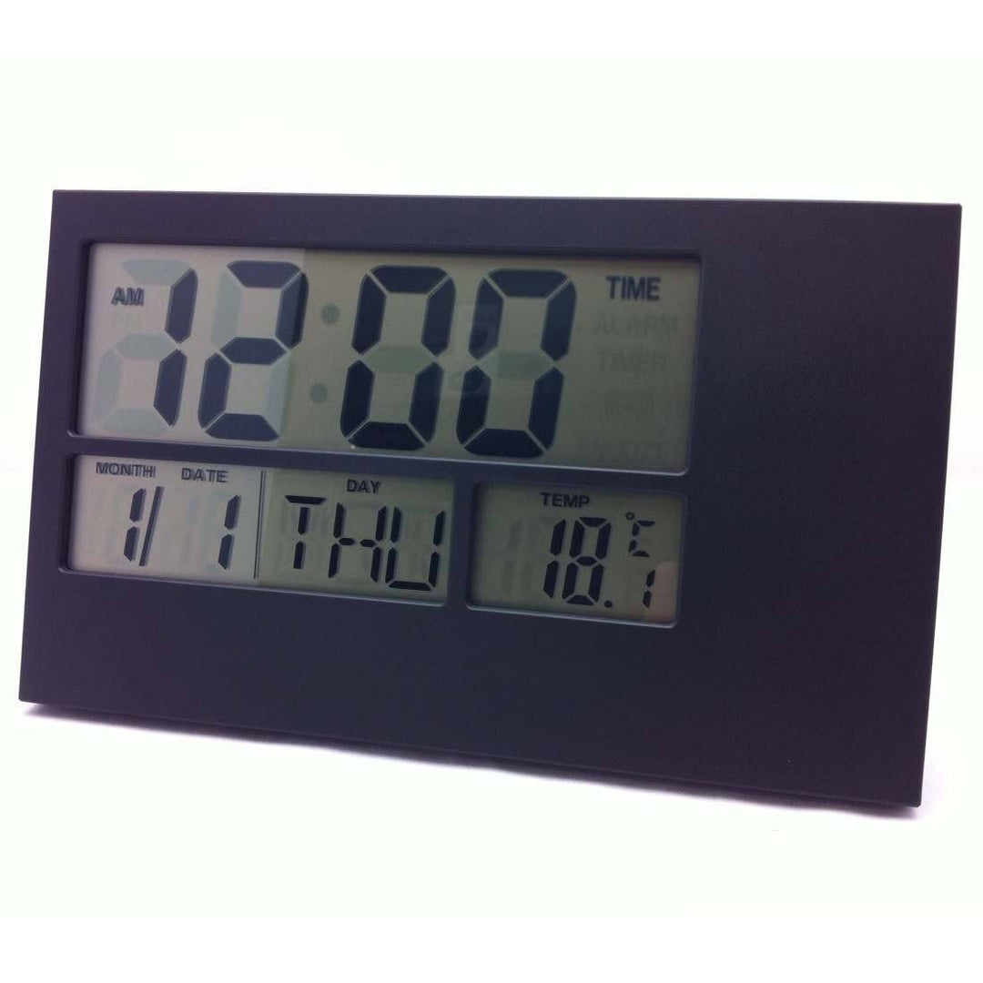 Pearl Time LCD Wall or Desk Clock Black E3604BLK Front