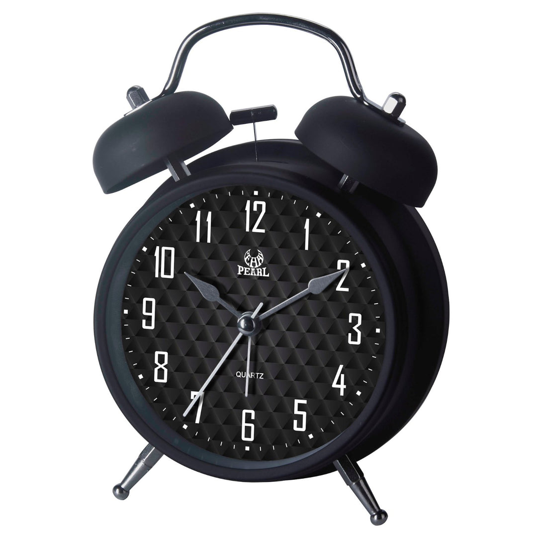 Pearl Time Shelby Twin Bell Alarm Clock Black 16cm PT256-BLK 1