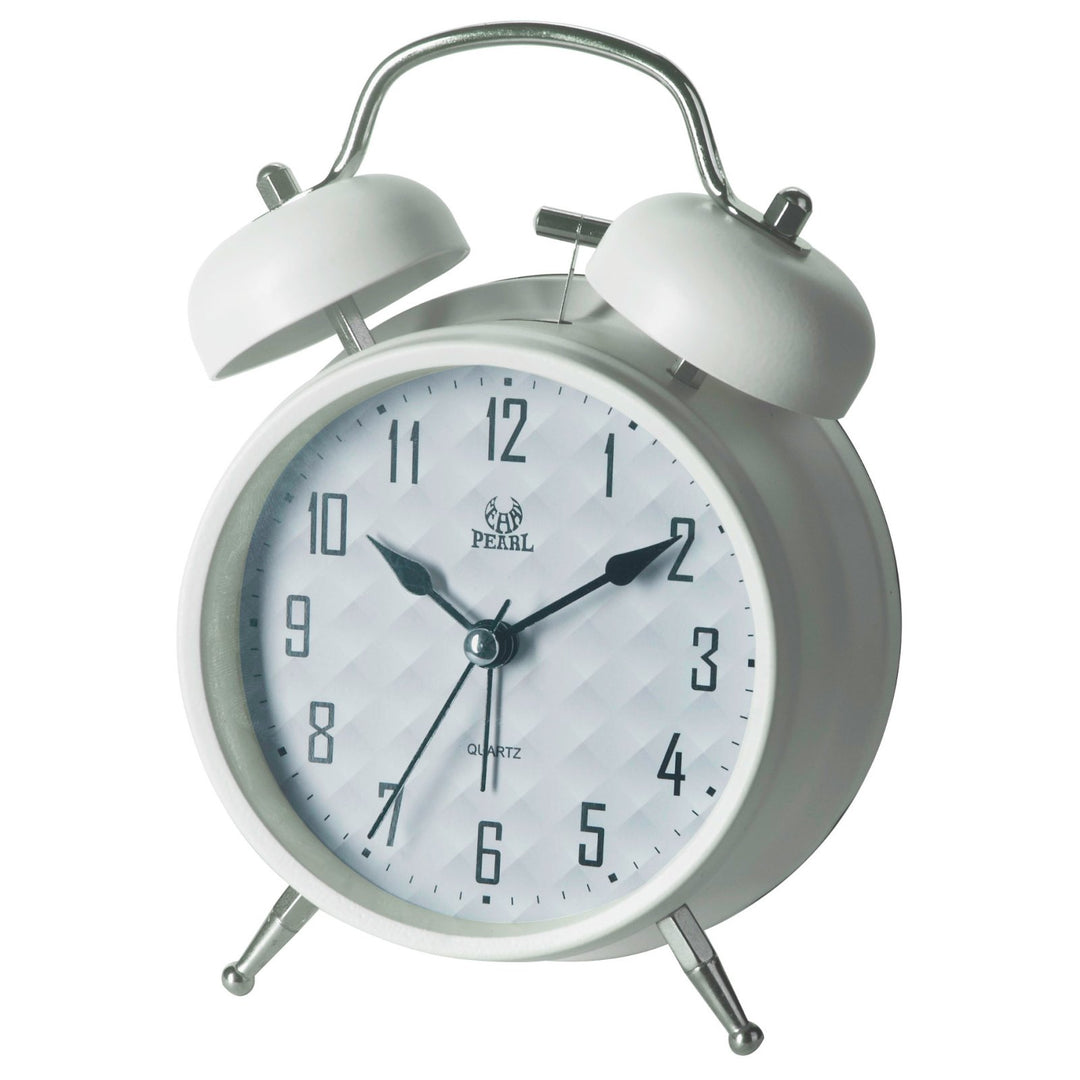 Pearl Time Shelby Twin Bell Alarm Clock White 16cm PT256-WHT 1