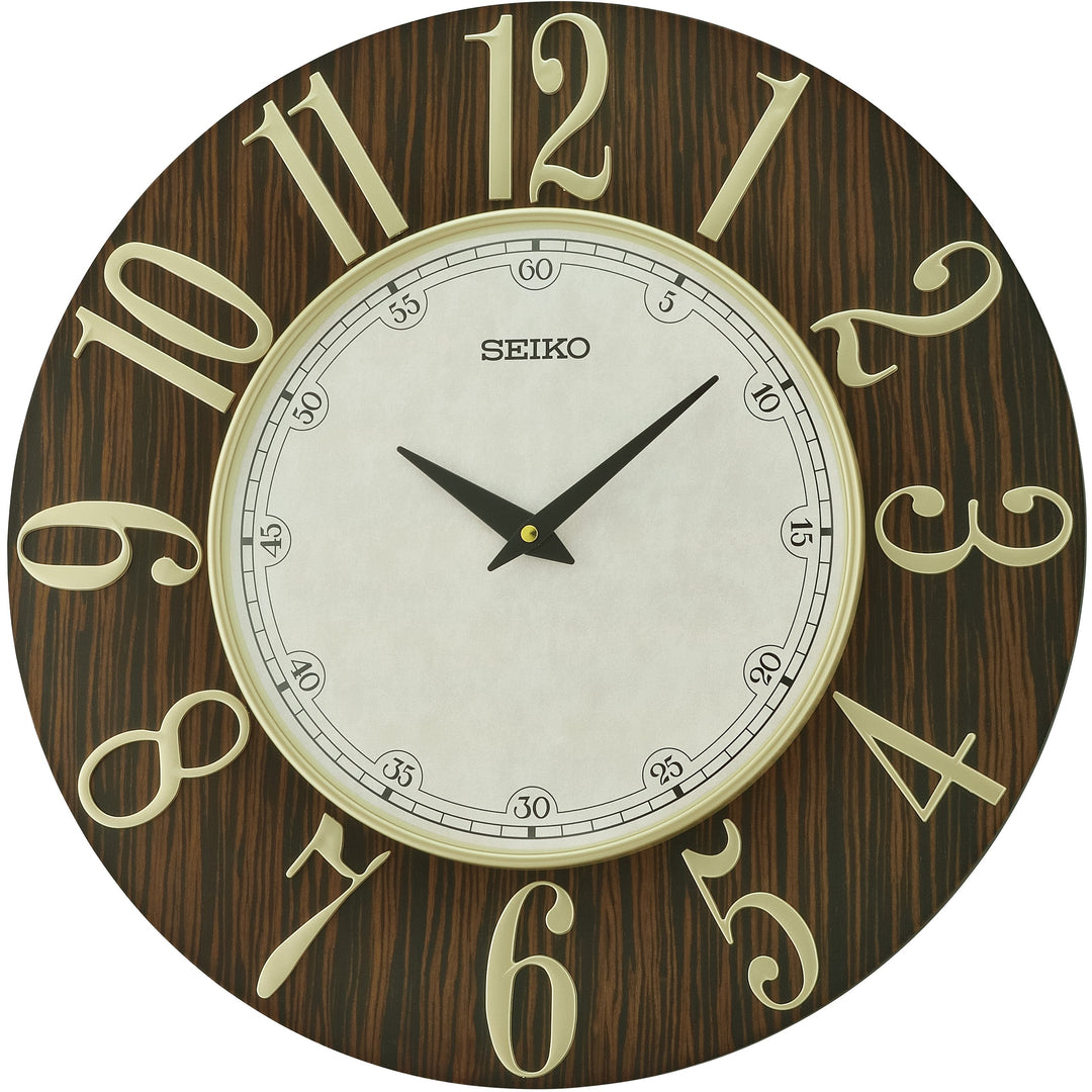 Seiko Aida Wooden Wall Clock Brown Off White 50cm QXA800-Z 1