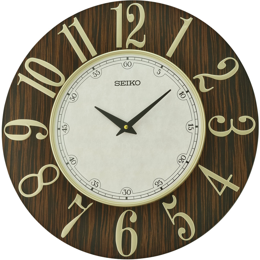Seiko Aida Wooden Wall Clock Brown Off White 50cm QXA800-Z 1