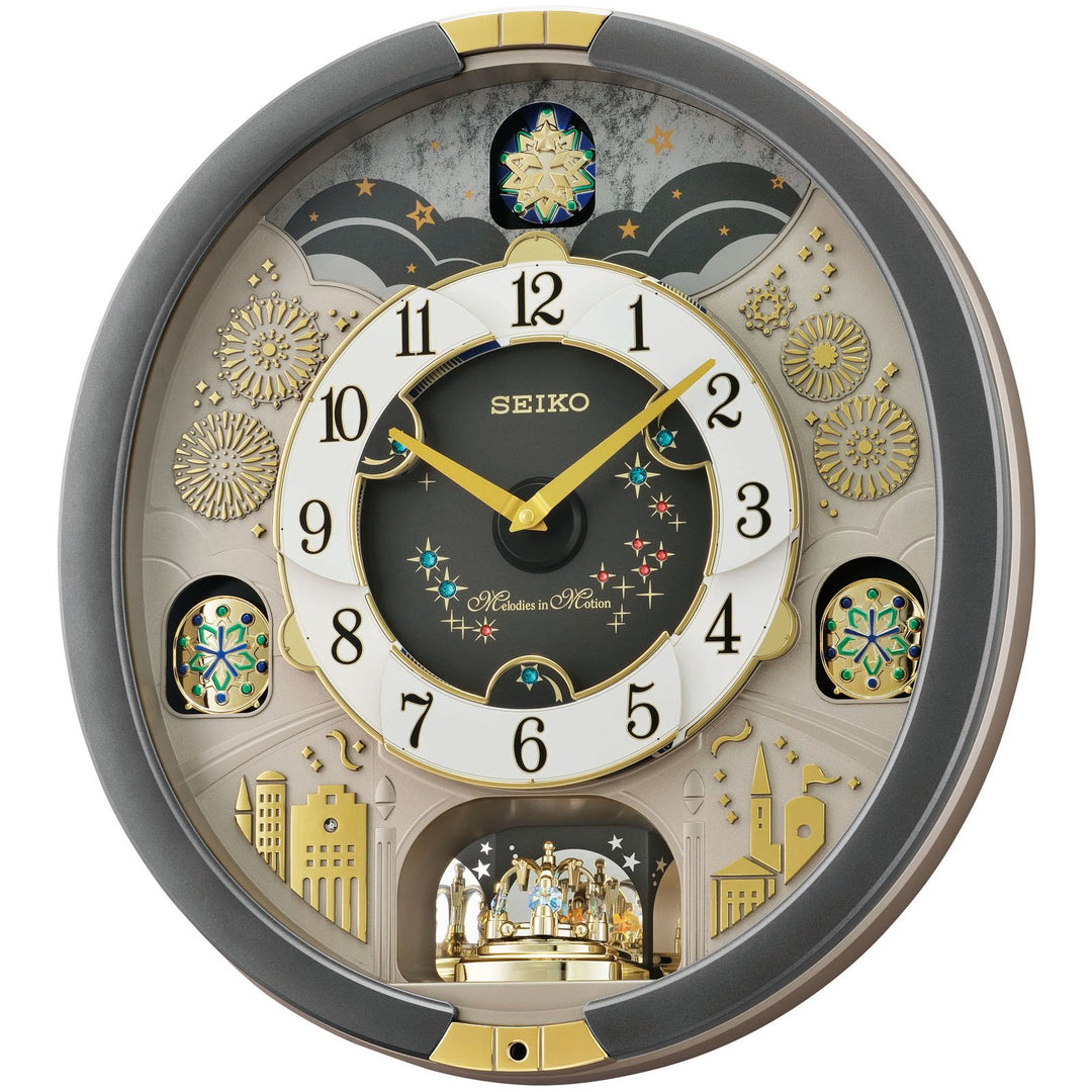 Seiko Amaris Melodies In Motion Rotating Dial Wall Clock 45cm QXM385-N 1