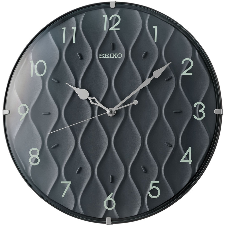 Seiko Anna Wave Pattern Wall Clock Metallic Black 31cm QXA794-K 1