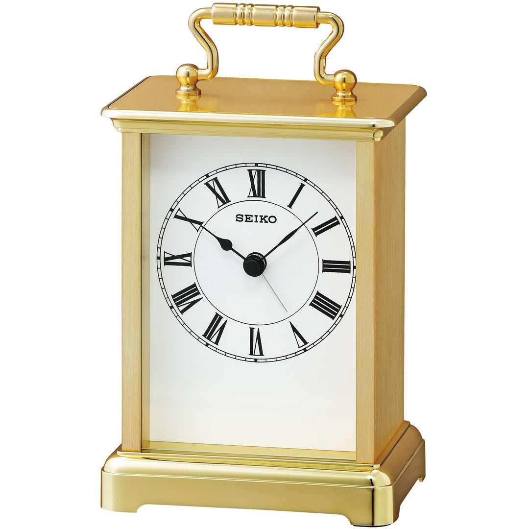 Seiko Audrey Elegant Gold Carriage Desk Alarm Clock 14cm QHE093-G 1