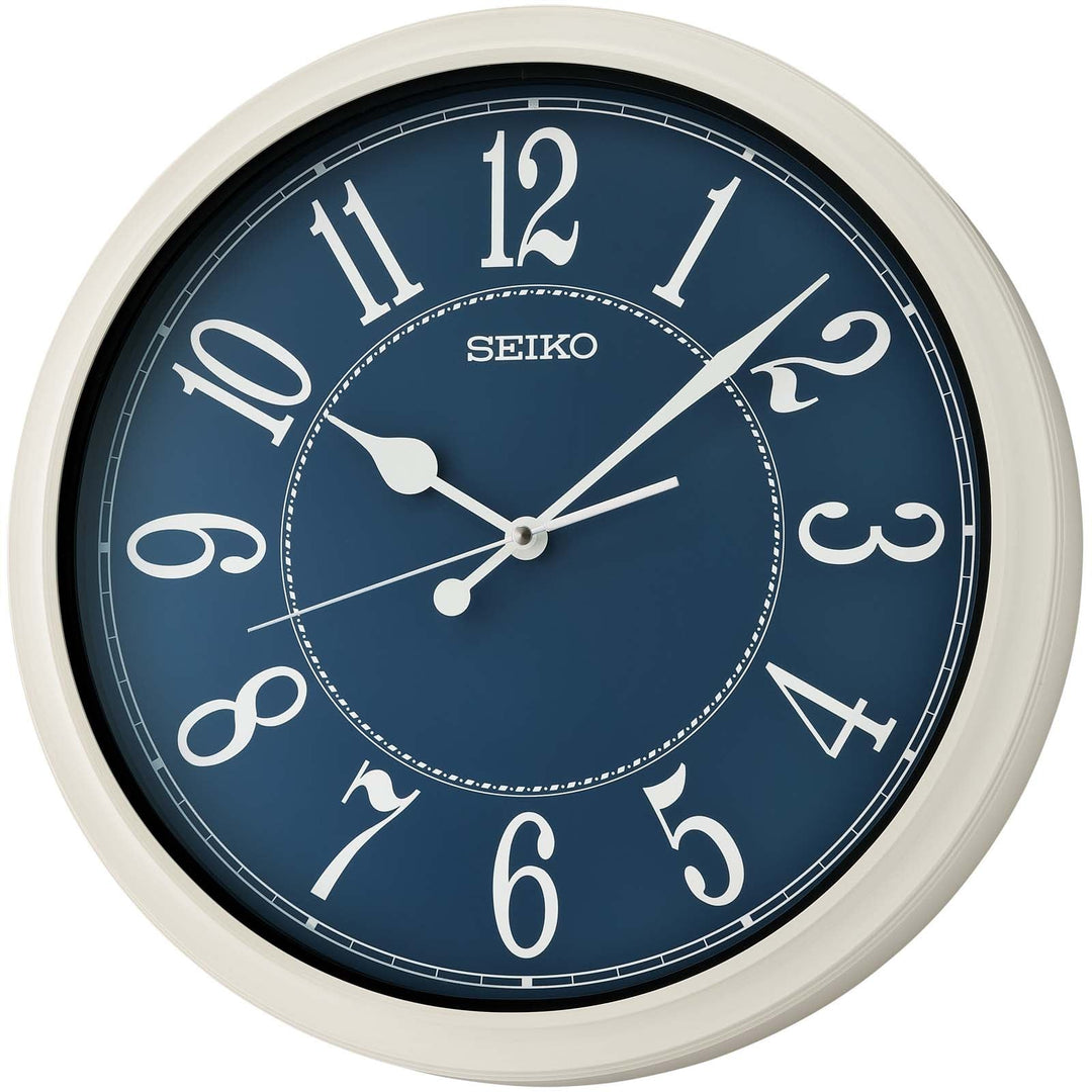 Seiko Austin Outdoor Splash Resistant Wall Clock White Ash Blue 41cm QXA801-H 1