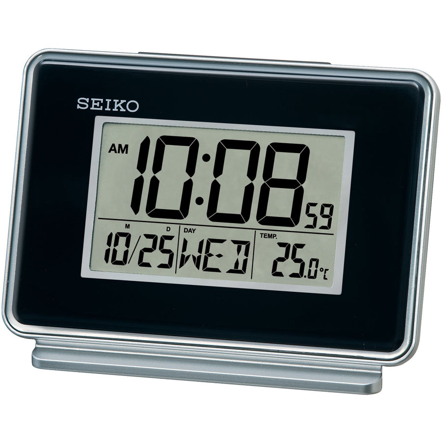 Seiko Barnaby Multifunction Digital Dual Alarm Clock Black 13cm QHL068-K 1