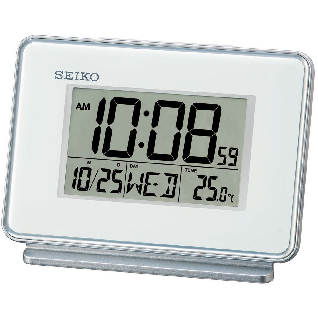 Seiko Barnaby Multifunction Digital Dual Alarm Clock White 13cm QHL068-W 1